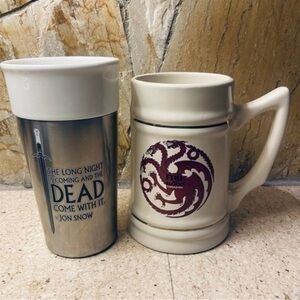Game of Thrones collector mugs - large ceramic mugs: Fire and Blood and Jon Snow